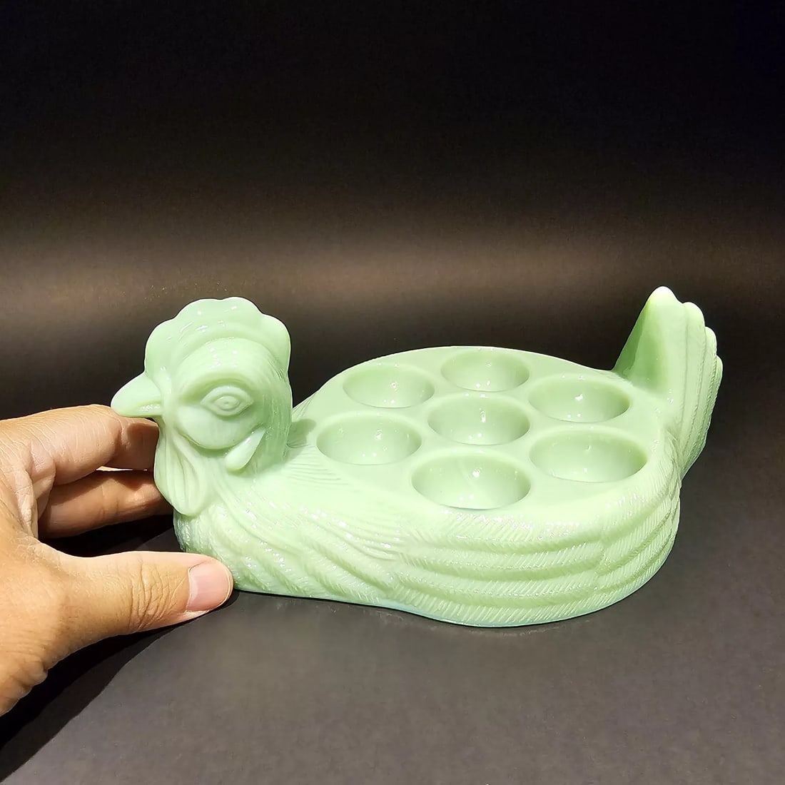 Jadeite Depression Glass Nesting Chicken Egg Holder (1 of 11)