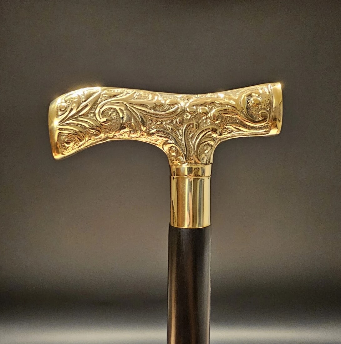 36" Victorian Brass Derby Handle Walking Stick Cane (1 of 9)