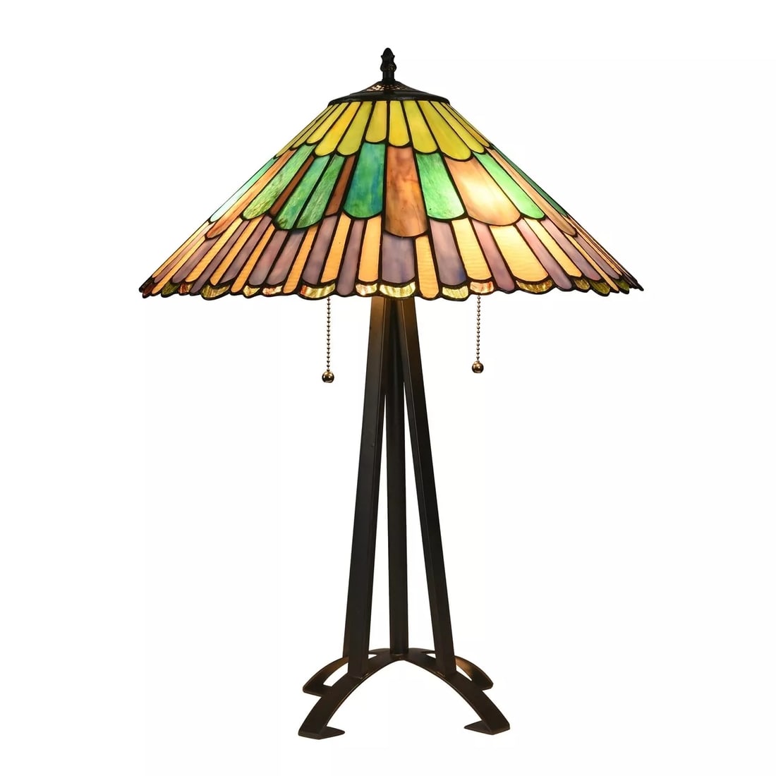 26" 3 light Stained Glass Geometric Mission Table Lamp (1 of 5)