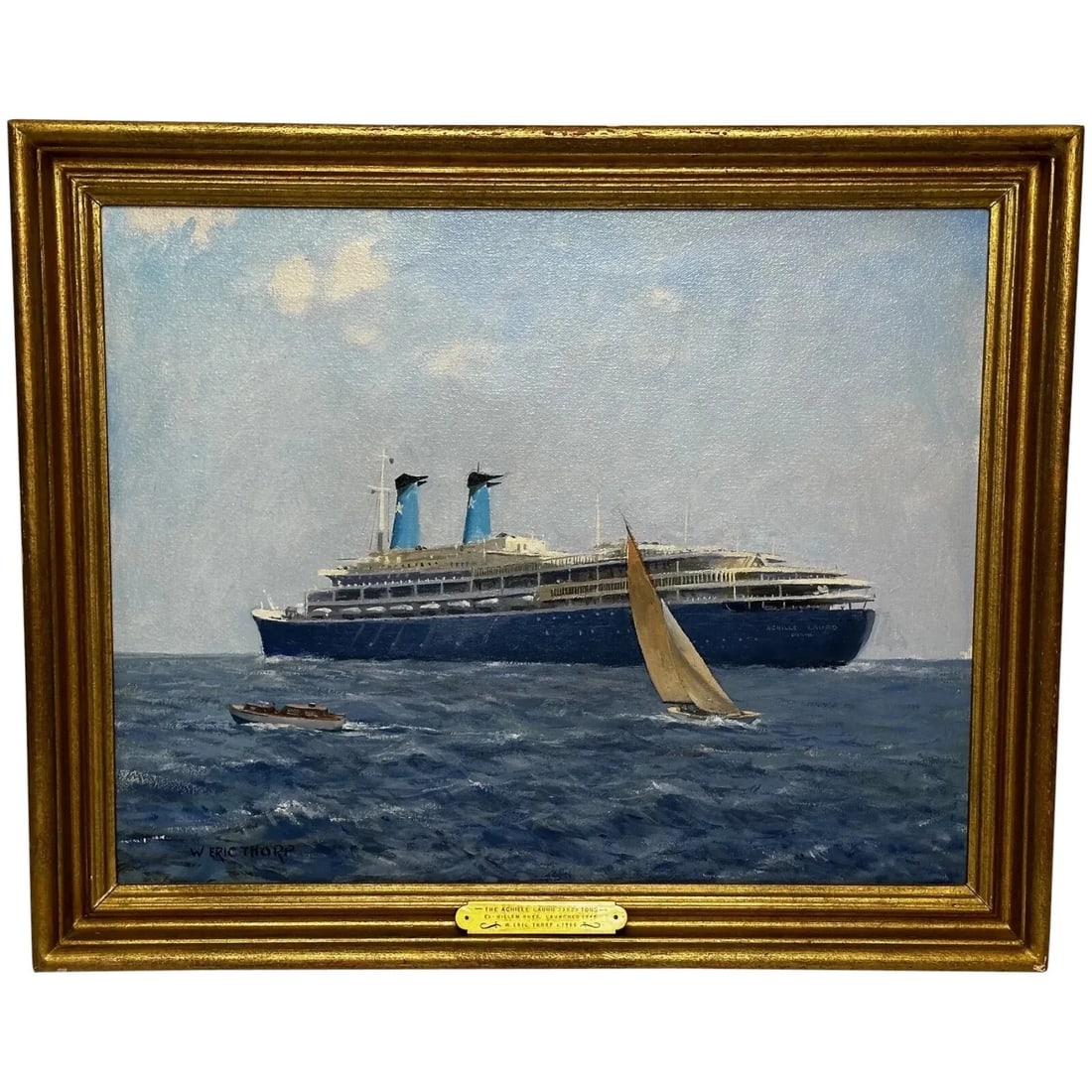 Oil Painting MS Achille Lauro Ship Ex Willem Ruys By William Eric Thorp C1966: Oil Painting MS Achille Lauro Ship Ex Willem Ruys By William Eric Thorp C1966 1 British Marine Oil Painting MS Achille Lauro Ship Ex Willem Ruys By William Eric Thorp. This ship has been featured on a