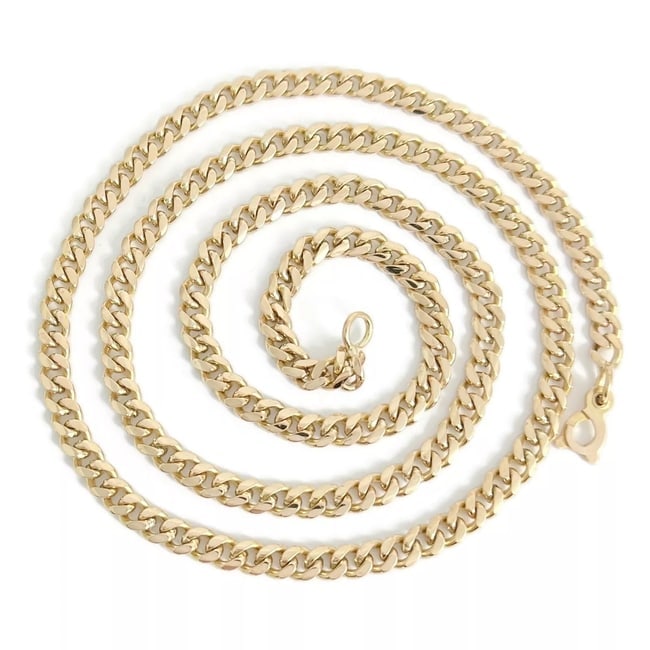 Solid Cuban Curb Chain Necklace 18K Yellow Gold 23 Inches, 4.6 mm, 35.91 Gr (1 of 1)