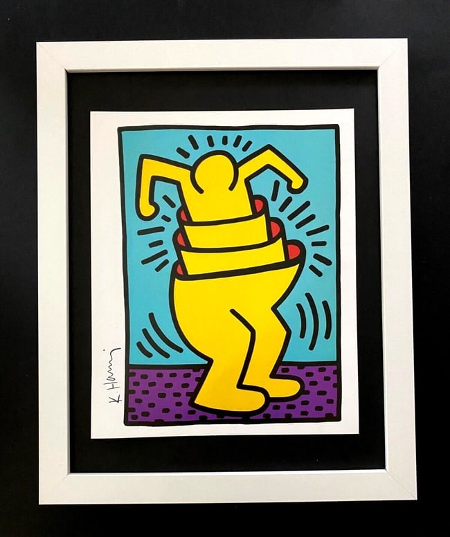 Keith Haring | Vintage Print Signed | Mounted & Framed in White | Buy it Now! (1 of 1)