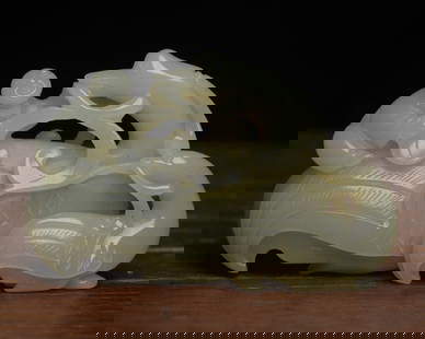 Chinese Hetian Jade Ruyi Goose & Kid Statue: Title: Chinese Hetian Jade Ruyi Goose & Kid Statue Date/Period: After2000Origin: ChineseDimension: 90x56x30(mm) 3.54x2.20x1.18(inches) Weight 0.32 lbs/147gMaterials: Hetian Jade Reserve: $289.00 