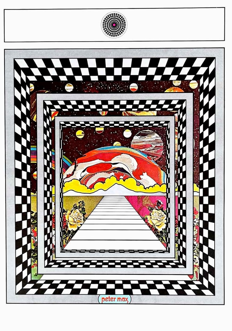 Peter Max Pop Art Poster 14 Cosmic window 1970: Artist: Peter Max Country: Germany / USA Title: Cosmic window Medium: Offset Paper Size: 16.5 x 11 inch Marks: Not signed not numbered Published: 1970 Peter Max Poster Corp. Provenance: Peter Ma
