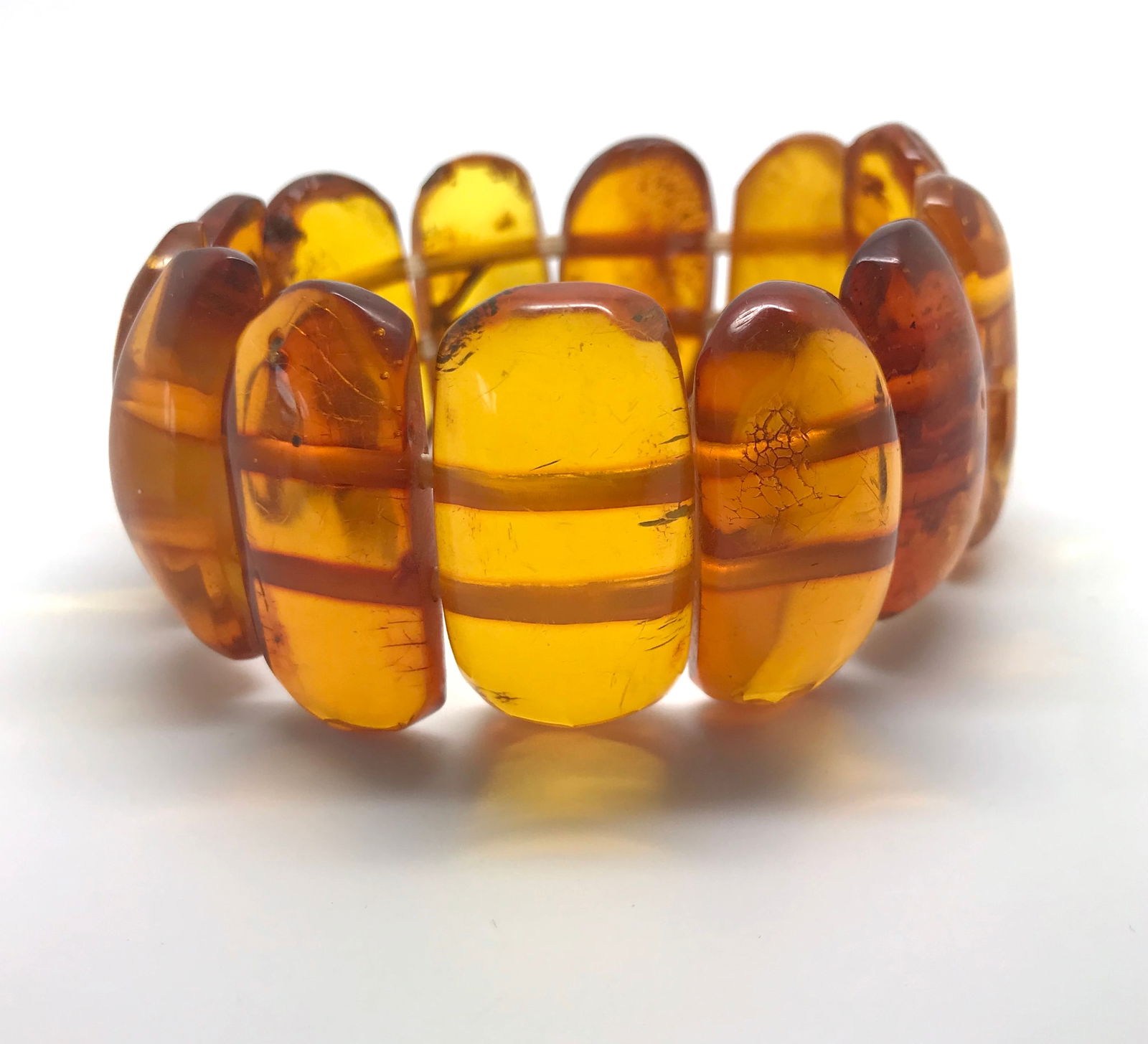 Stunning Unique Vintage Amber Bracelet made from Plate like Amber beads (1 of 10)