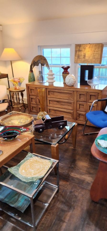 Large mid-century modern brutalist influenced wood credenza or dresser: The dimensions are 66 in wide by 19 in deep and 30 in high Note that the piece and some watermarks on the top and a few Nicks in the front. Reserve: $250.00 Shipping: Domestic: Shipping rates are dete