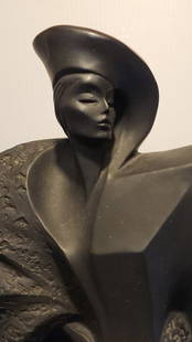 Vintage striking large art deco durastone sculpture by Austin Productions: Vintage striking large art deco durastone sculpture by Austin Productions Dimensions: 31 inches high 8 in deep 9 in wide Reserve: $250.00 Shipping: Domestic: Shipping rates are determined by destinati