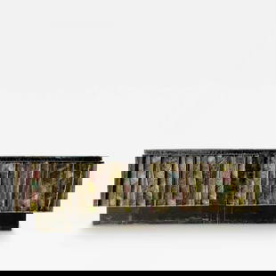 Paul Evans Deep Relief Sideboard, Brutalist, Sculptural, Monumental, Mid-Century: Description: Mid Century Paul Evans Deep Relief Sideboard, Credenza or Console Table Paul Evans handcrafted "Deep Relief" Brutalist sideboard with welded and polychromed steel doors in shades of