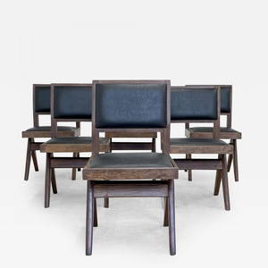 Set Six Authentic Upholstered Armless Dining / Side Chairs, Mid-Century Modern