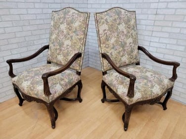 Vintage Drexel Heritage French Provincial Louis XV Style Armchairs - Pair