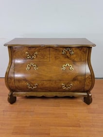 Vintage Baker Furniture Burled Walnut Bombay Chest Commode