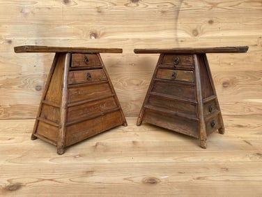 Antique Qing Style Chinese Barber Stool - Pair