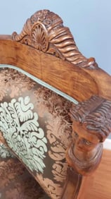Antique Figural Carved Ornate Armchair by Karpen Furniture Co. Newly Upholstered