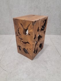 Vintage Modernist Organic Burl Wood Pedestal/Side Table