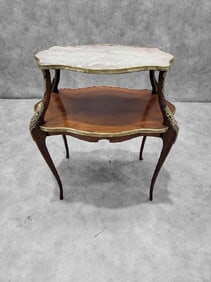 Antique French Napoleon Style Marble Top Ormolu Accent Table