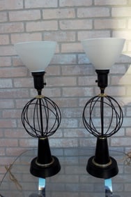Mid Century Modern Atomic Table Lamps - Pair