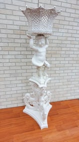Antique Italian Victorian Figural Cherub Plant Stand Floor Sculpture