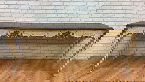 Vintage French Provincial Hand Carved Console Table with Cherry Wood Top