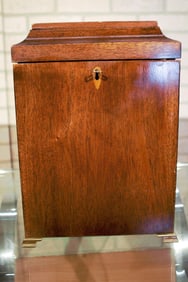 Antique Brandt Furniture Co. Inlaid 4 Bottle Decanter Spirit Box