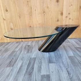 Modern Karl Springer Style Cantilevered Glass Cocktail Table