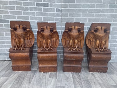 Antique Old Milwaukee Landmark Theater Building Architectural Salvage Eagle Corbels - Pair