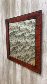 Vintage Shanxi Province Red Linen Wrapped Square Mirror