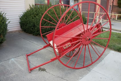 Antique Historic Chicago Fire Hose Cart and Fire Extinguisher - 2 Piece Set