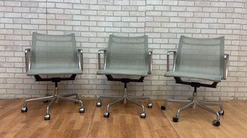 Mid Century Modern Herman Miller Eames Low Back Gray Mesh Desk Chairs - Set of 5