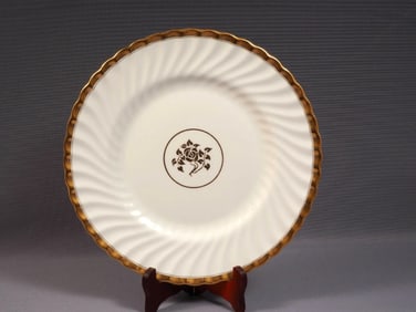 Minton GOLD ROSE DINNER Plate H 4680 Swirl Rim Gold Edge
