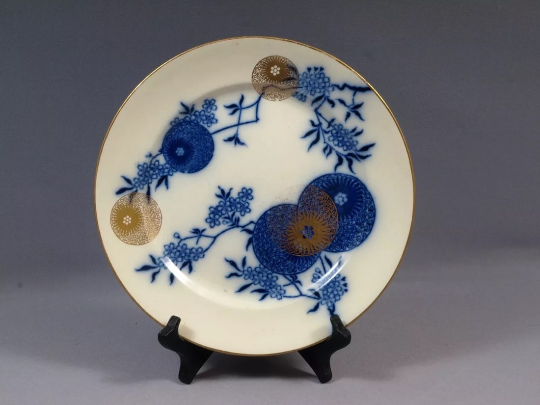 Royal Doulton Burslem Cobalt Flow Blue Persian Spray Circa 1890s Dinner Plate #6 (1 of 6)