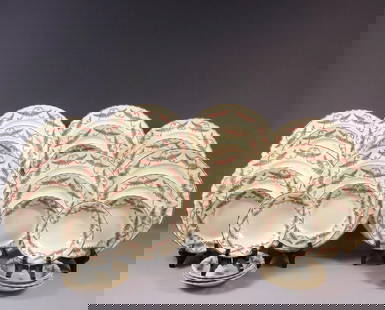 Royal Worcester Pink FERNCROFT DINNER SET England Bread Salad Plates Bowls: This is an exceptional vintage DINNER SET made by Royal Worcester in PINK FERNCROFT pattern. The pattern was in production between 1958 and 1961. The pieces are marked with Royal Worcester mark. The s