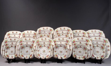 Royal Albert Petit Point Bone China Dinner Set for 12 Salad Bread Plates England