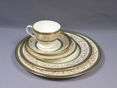 Minton ARAGON Place Setting Dinner Salad Plate Coffee Cup England Bone China