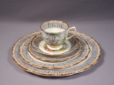 Royal Albert Silver Birch 5 pcs Place SETTING Bone China Bread Salad Plates Tea