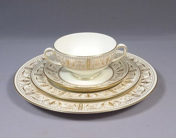 Wedgwood GOLD GRECIAN PLACE SETTING Dinner Salad Bread Plate Bowl England