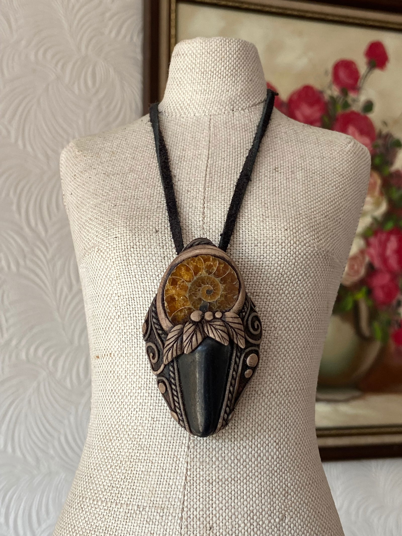 Ammonite with Moldavite Pendant Necklace (1 of 11)