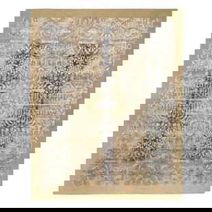 Gold Brown, Silk With Textured Wool, Hand Knotted, Oriental Rug: Title: Gold Brown, Silk With Textured Wool, Hand Knotted, Oriental RugDescription: This is a truly genuine one-of-a-kind . It has been Knotted for months and months in the centuries-old weaving