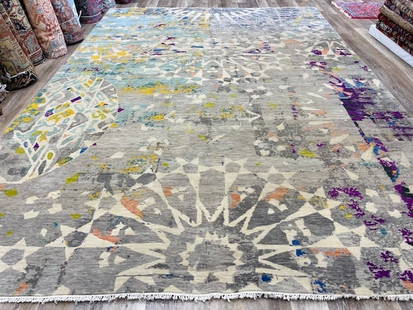 Unique Decorative Modern Rug-5215: Title:Unique Decorative Modern Rug-5215Description:Gorgeous colorful modern rug. Made in Pakastan, size 10 ft by 14 ft, beautiful and unique design, excellent condition, complete rug with all