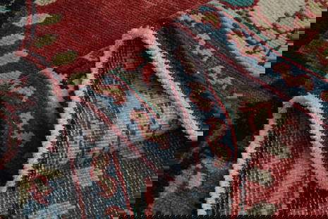 7'3x11'6 ft, RED SPECIAL MOTIF Rug: Title: 7'3x11'6 ft, RED SPECIAL MOTIF RugOridign: TurkeyDate/Period: 1960 - 1970Materials: Wool and CottonSize: Width: 7.3 feet Length: 11.6 feetProvenance: This Turkish one-of-a-kind Anatolian