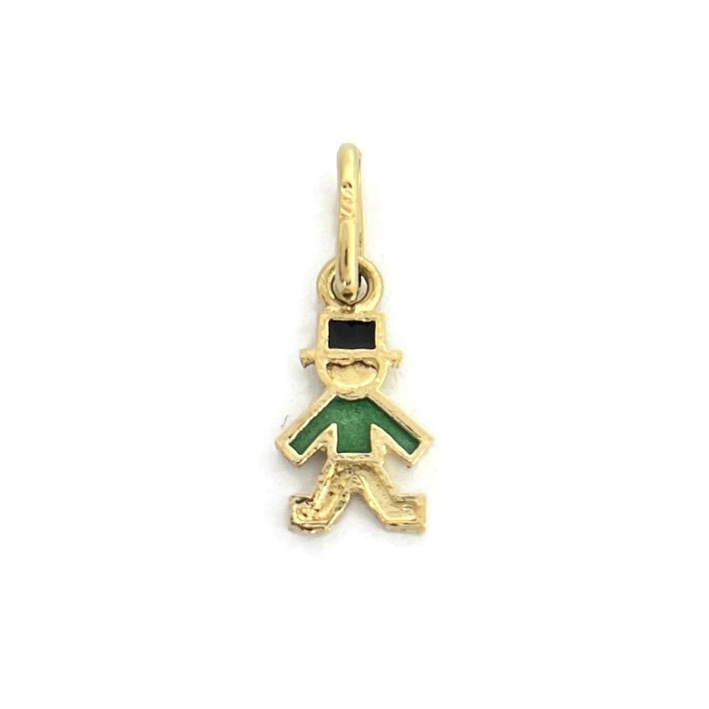 Vintage 1970's Italian Boy Son Father Man Enamel Charm 14K Yellow Gold, .51 Gram: Vintage 1970's Italian Boy Son Father Man Enamel Charm 14K Yellow Gold, .51 Gram This is a unique charm that can be worn on the necklace or bracelet chain of your choice. Please let us know if you hav