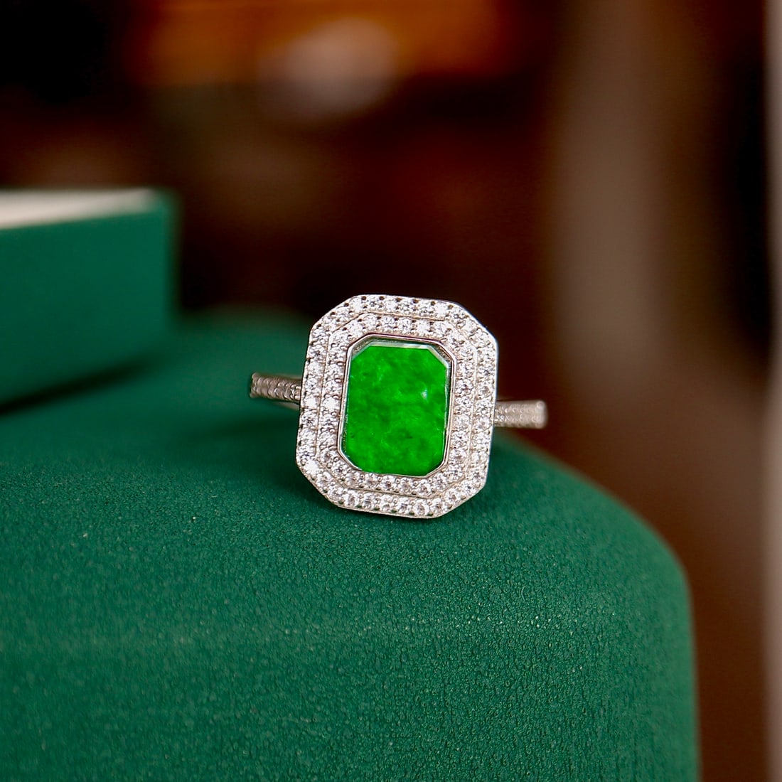 Natural Jade Square Ring (1 of 6)