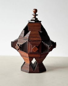 Tramp Art Tower Pedestal Box