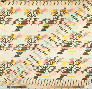 1870's Red, Green & Cheddar Applique Quilt Top