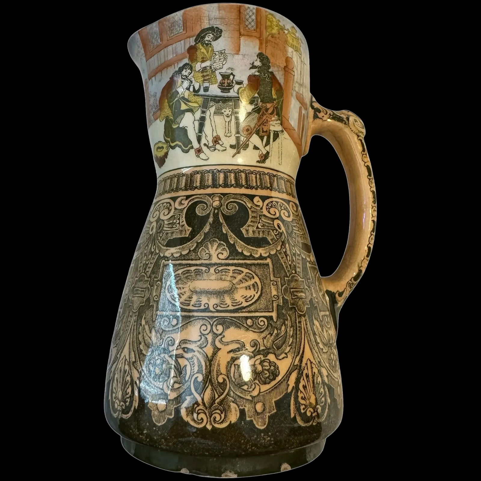 Antique Royal Doulton jug, gold crown and sceptre 1900 RARE 9" version (1 of 15)