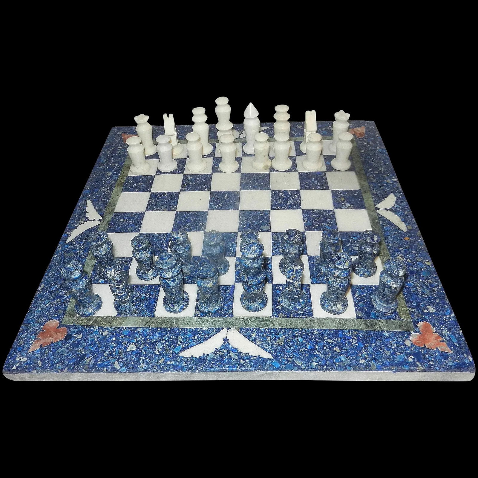 Vintage Hand Carved Stone Chess Set with Inlaid Stone Chess Board (1 of 12)