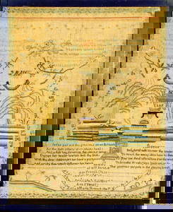 Portsmouth, NH Needlework Sampler - Miss Ward&#8217;s School, by Lucy French -1807