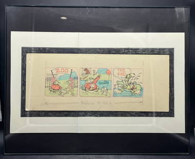 1976 Original Whiskers Comic Strip Art Weekly Reader Framed: Title: 1976 Original Whiskers Comic Strip Art Weekly Reader FramedDate/Period: 1976Dimension: ---Material: Pen & marker on paperAdditional Information: 1977 Original Whiskers Comic Strip Art Weekly