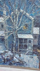 Phenomenal Oil painting First Snowfall morning Signed