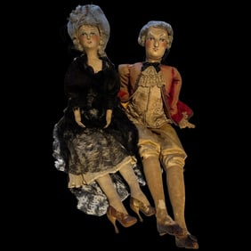 Antique Large 42" French Boudoir Doll Marie Antoinette & Louis XVI