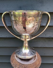 Monumental Vermont State Fair 1909 Loving cup engraved chickens cows pigs Trophy